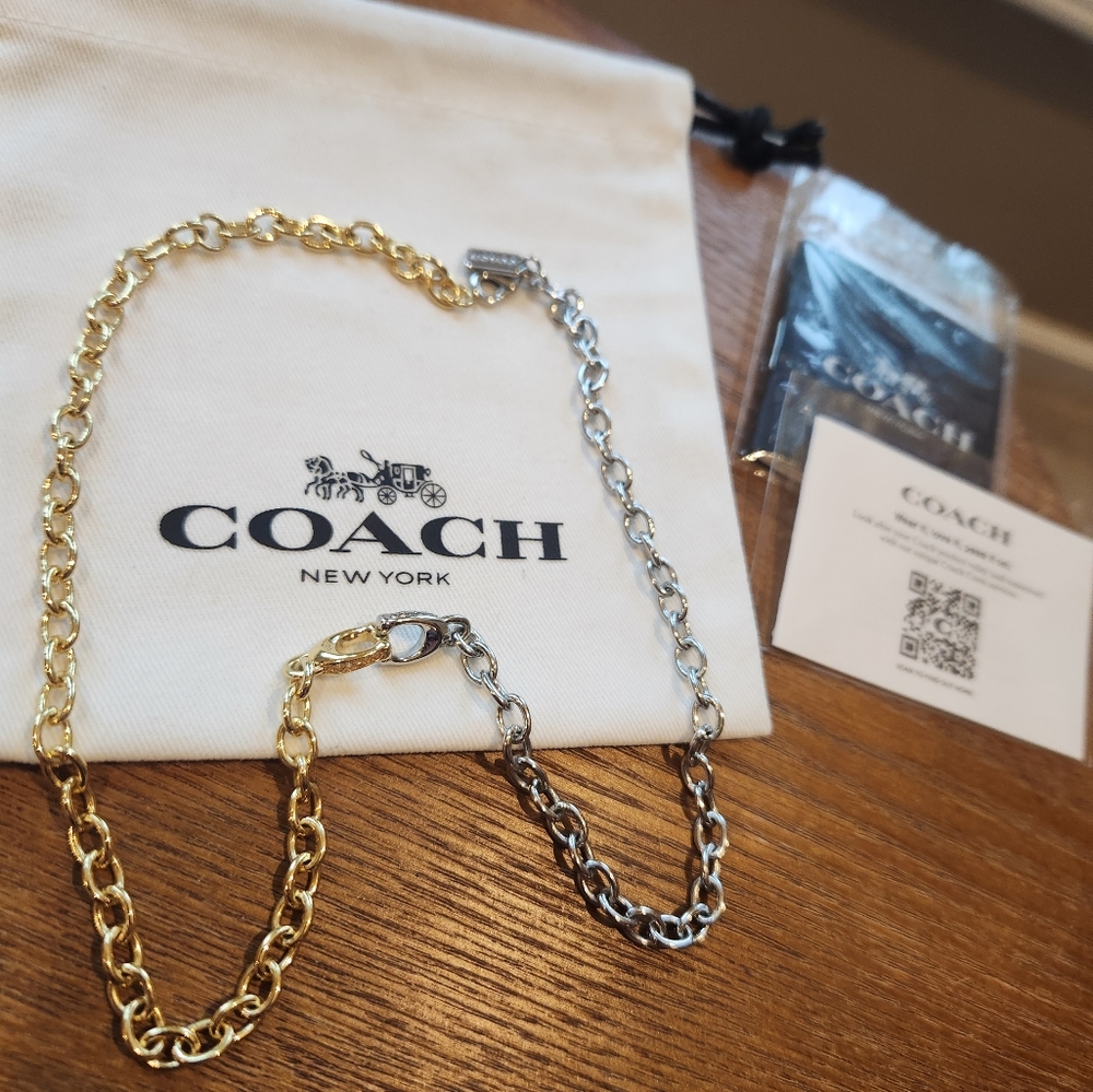 Coach Signature Two Tone Chain Necklace